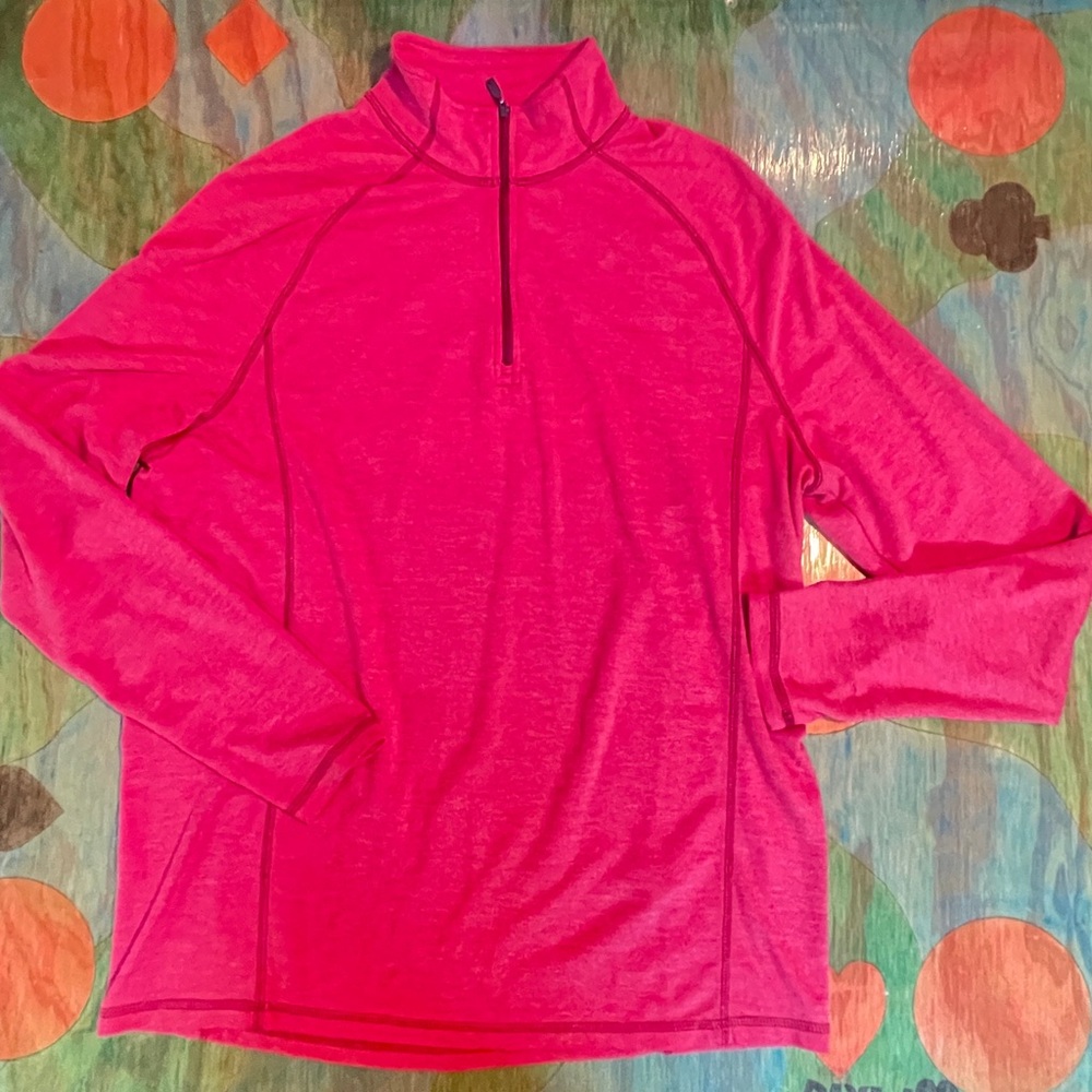 Paradise Collection Pullover Sweater Mens Medium 1/4 Zip Red Mock Neck Polyester